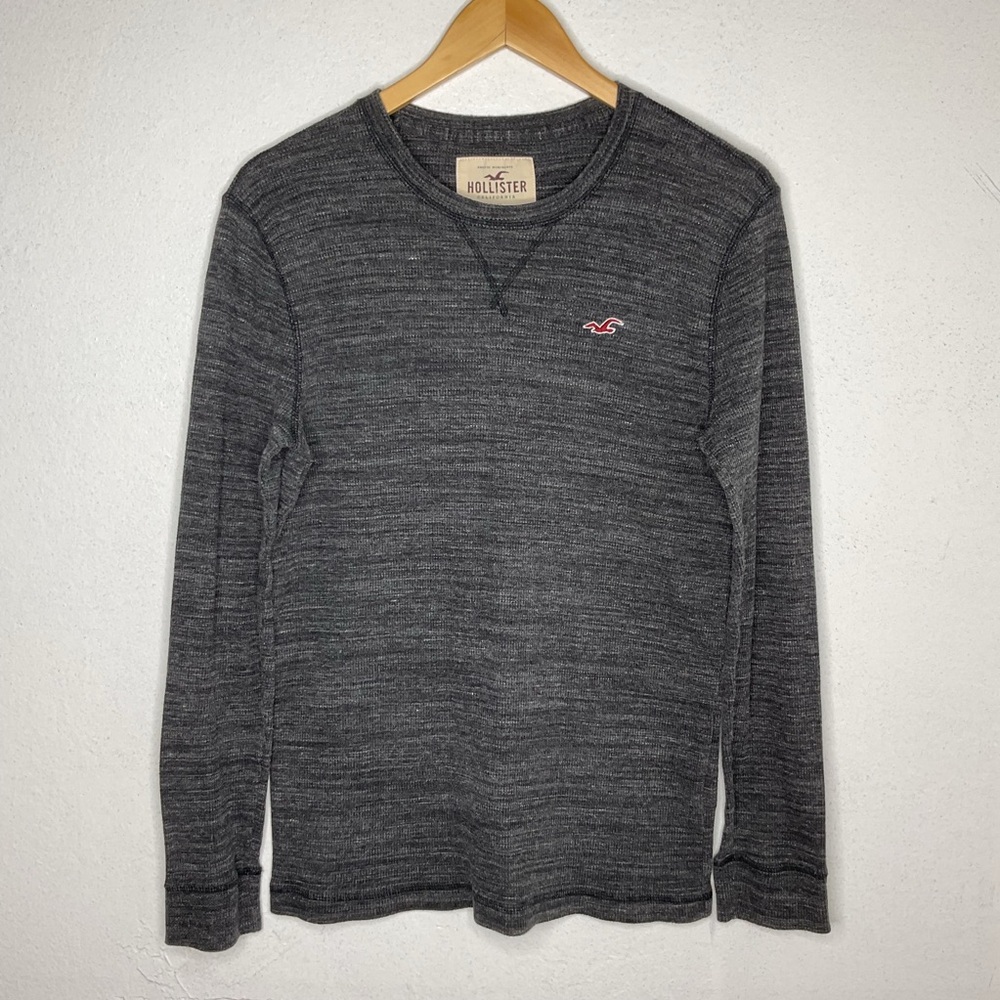 Hollister Men’s Charcoal Gray Thermal Waffle Knit Long Sleeve Tee Size Small